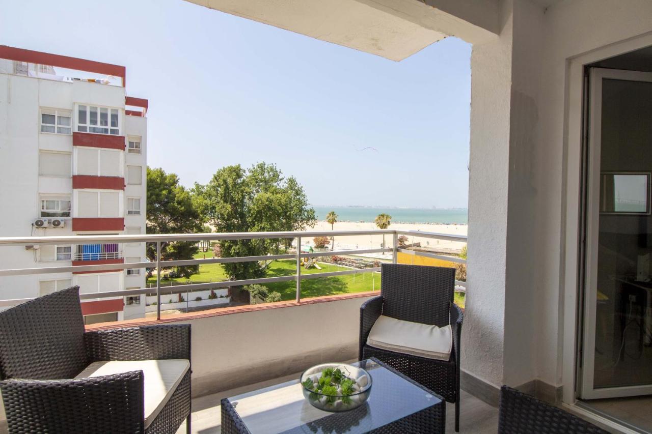 Primera línea de playa terraza y vista al mar El Puerto de Santa Maria Exterior foto